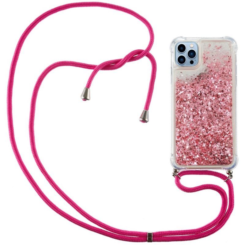 Coque iPhone 15 Pro à Cordon Paillettes