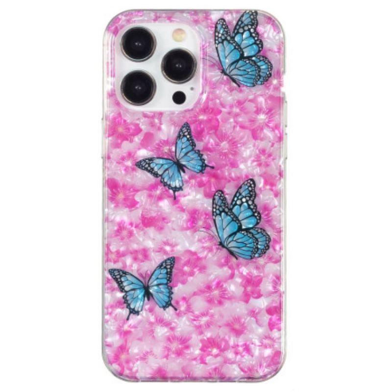 Coque iPhone 15 Pro Fleurs et Papillons