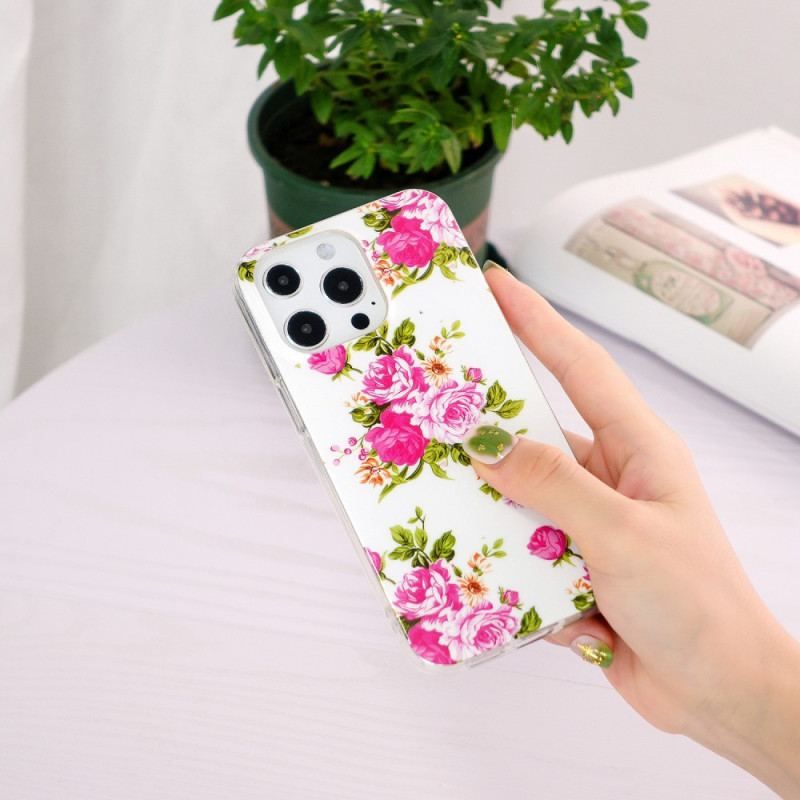 Coque iPhone 15 Pro Fluorescente Fleurs