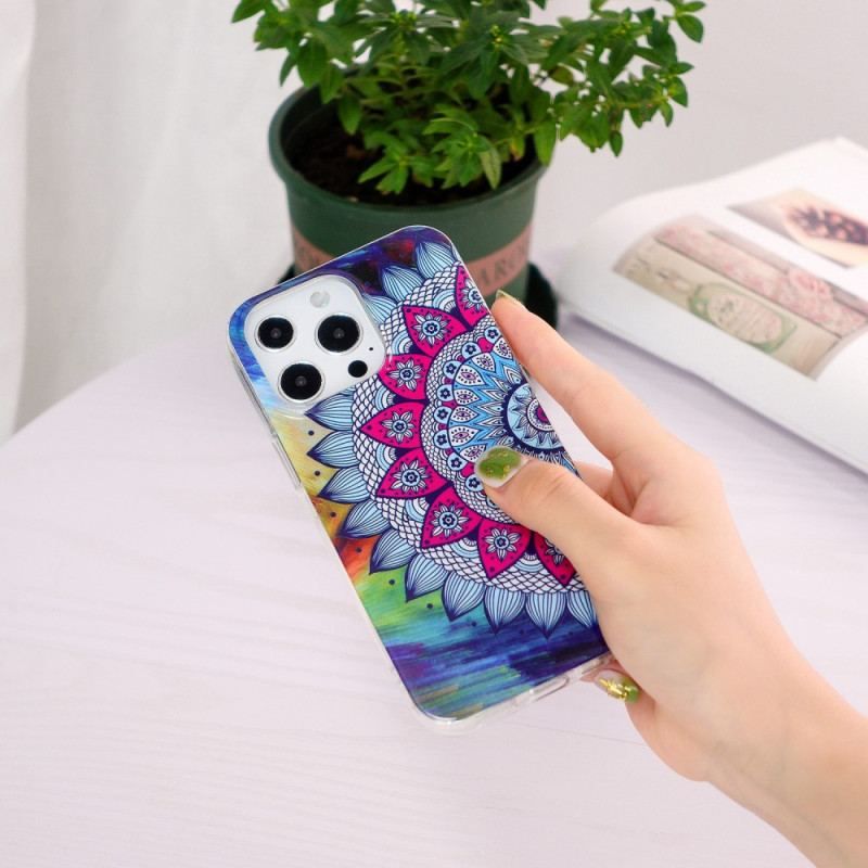 Coque iPhone 15 Pro Fluorescente Mandala