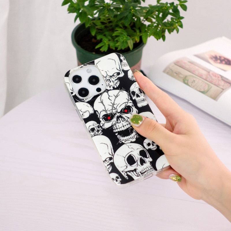 Coque iPhone 15 Pro Fluorescente Tête de Mort