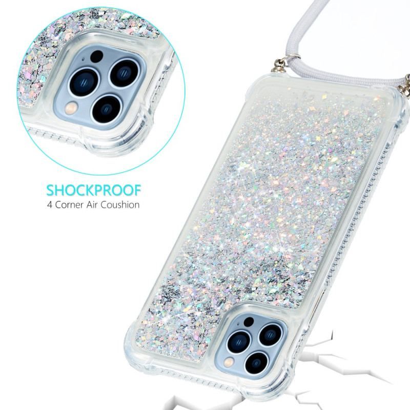 Coque iPhone 15 Pro Max à Cordon Paillettes