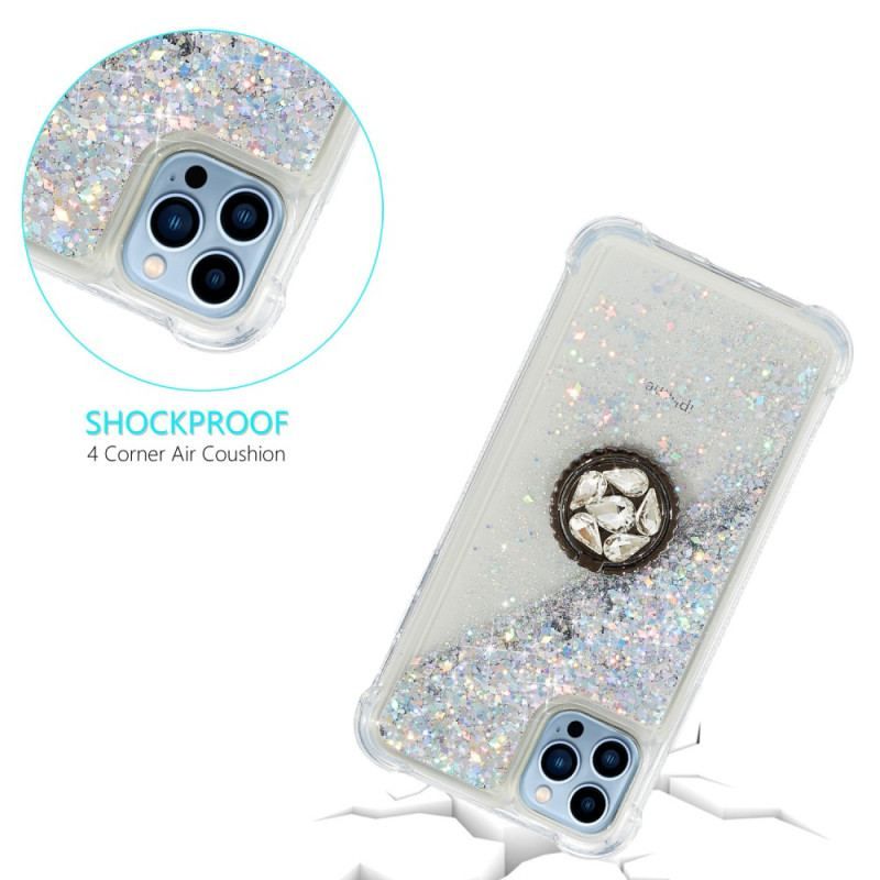 Coque iPhone 15 Pro Max Paillettes avec Anneau-Support