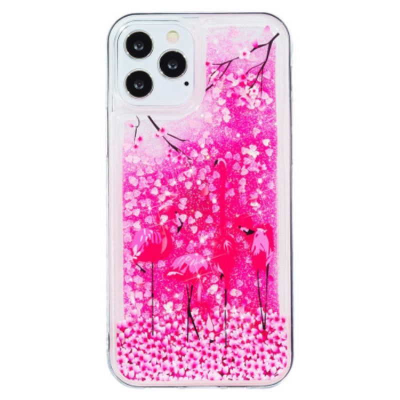 Coque iPhone 15 Pro Max Paillettes Flamants Roses