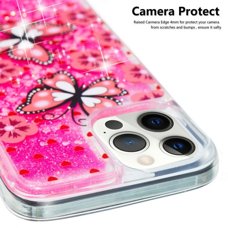 Coque iPhone 15 Pro Max Paillettes Papillons