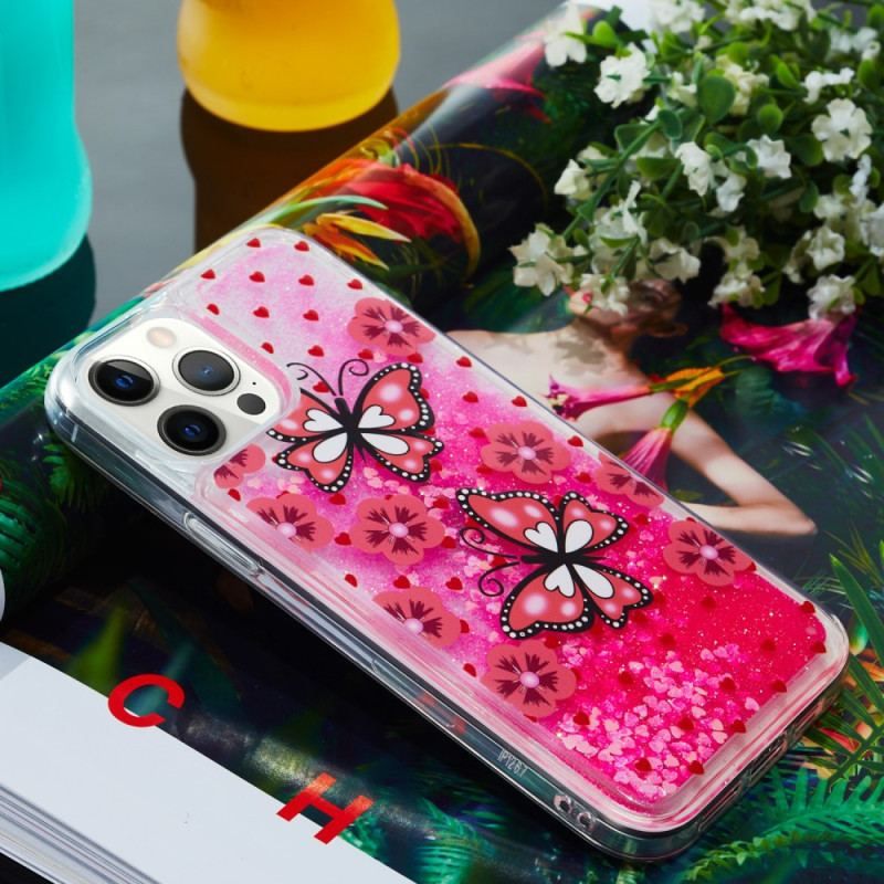 Coque iPhone 15 Pro Max Paillettes Papillons