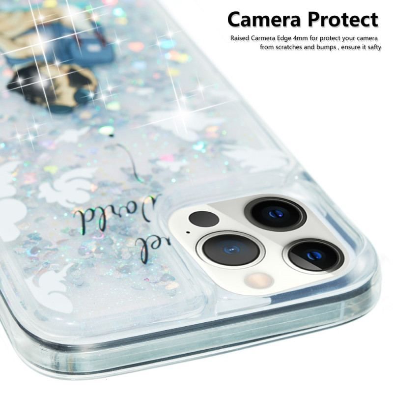 Coque iPhone 15 Pro Paillettes Chien