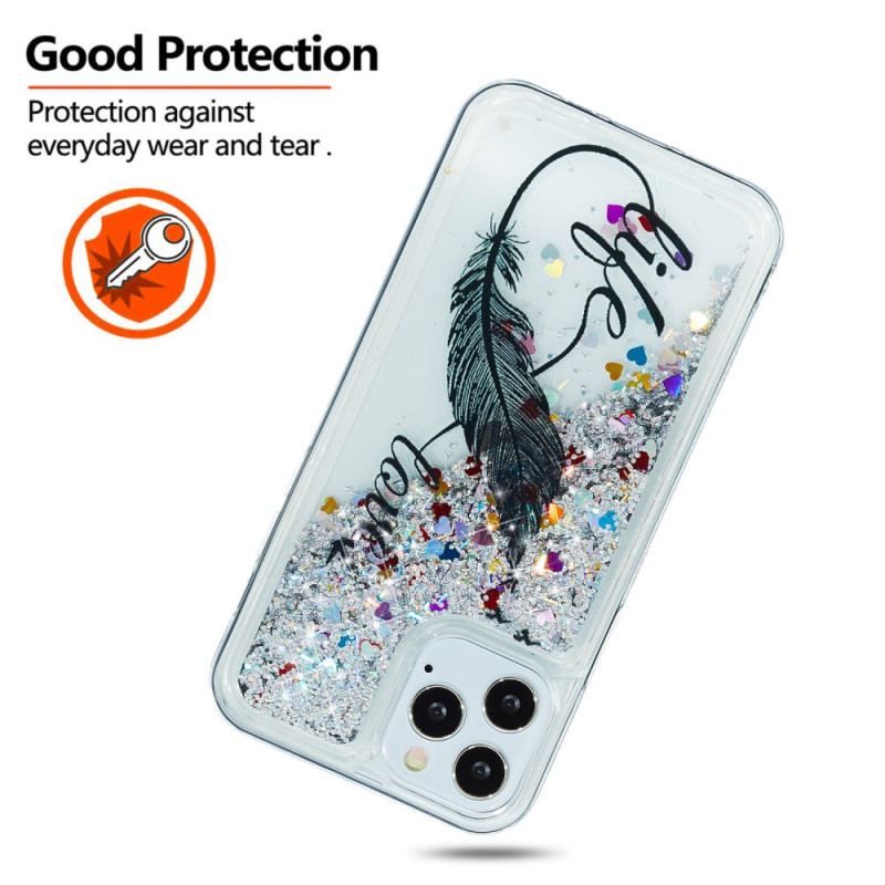 Coque iPhone 15 Pro Paillettes Plume