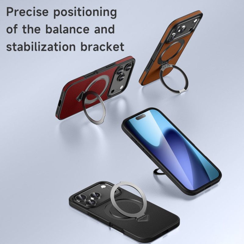 Coque iPhone 17 Compatible MagSafe Cuir avec Support