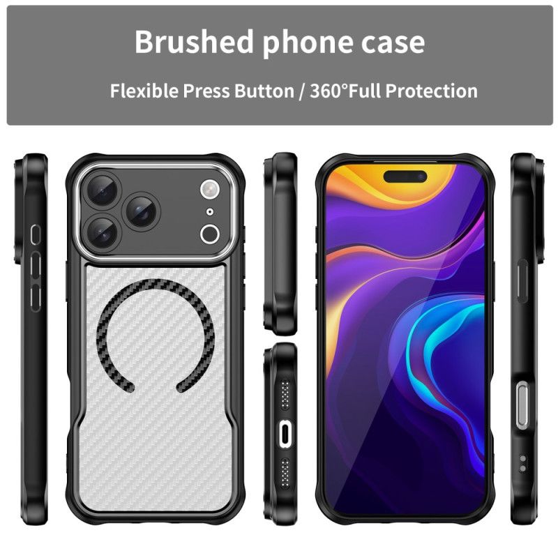 Coque iPhone 17 Pro Max Compatible MagSafe Fibre Carbone Translucide