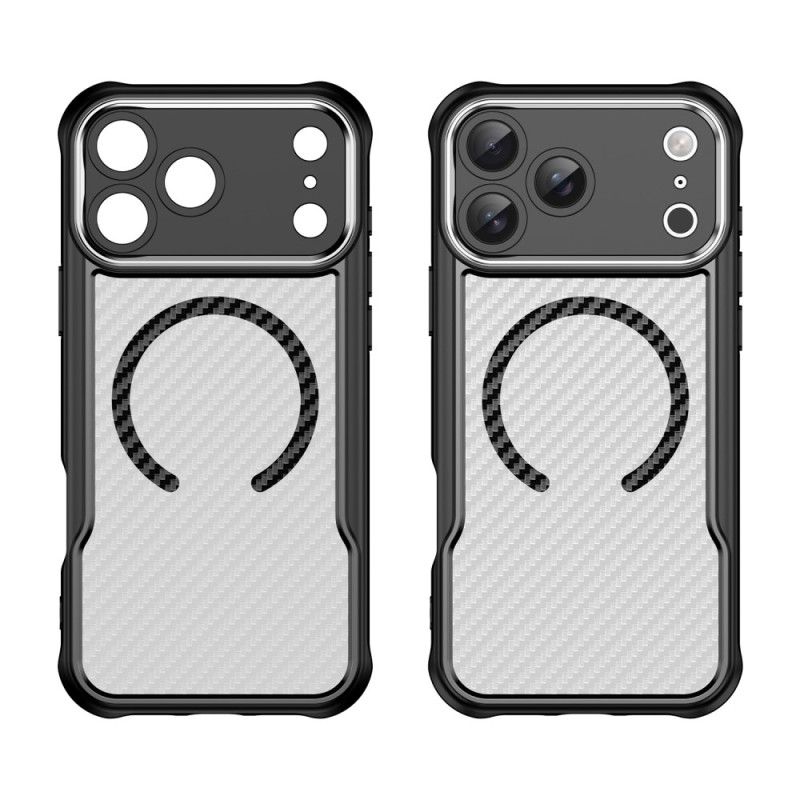 Coque iPhone 17 Pro Max Compatible MagSafe Fibre Carbone Translucide