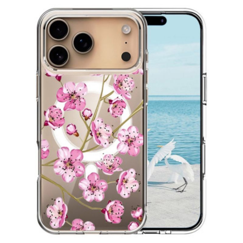 Coque iPhone 17 Pro Max Compatible MagSafe Fleurs Roses