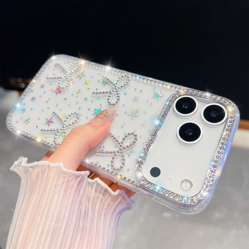 Coque iPhone 17 Pro Max Décoration Papillons et Paillettes