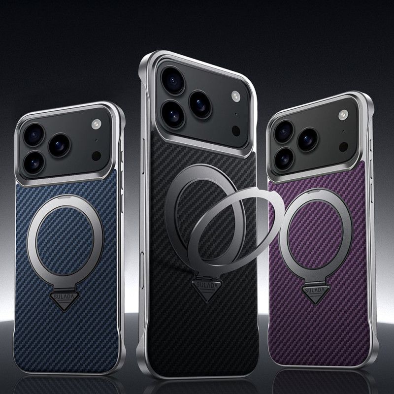 Coque iPhone 17 Pro Max Magsafe Anneau-Support Carbone