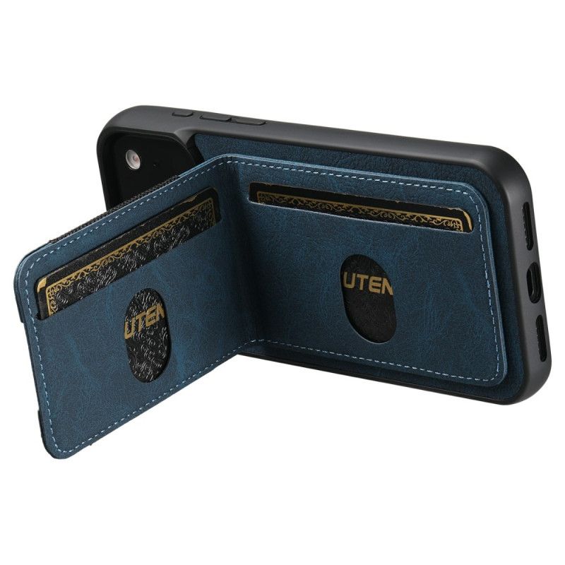 Coque iPhone 17 Pro Max Porte-Cartes et Support Look Rétro