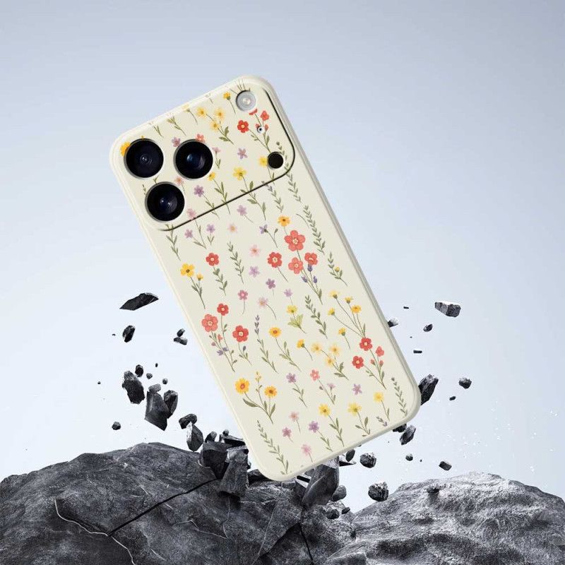 Coque iPhone 17 Pro Silicone Liquide Fleurettes