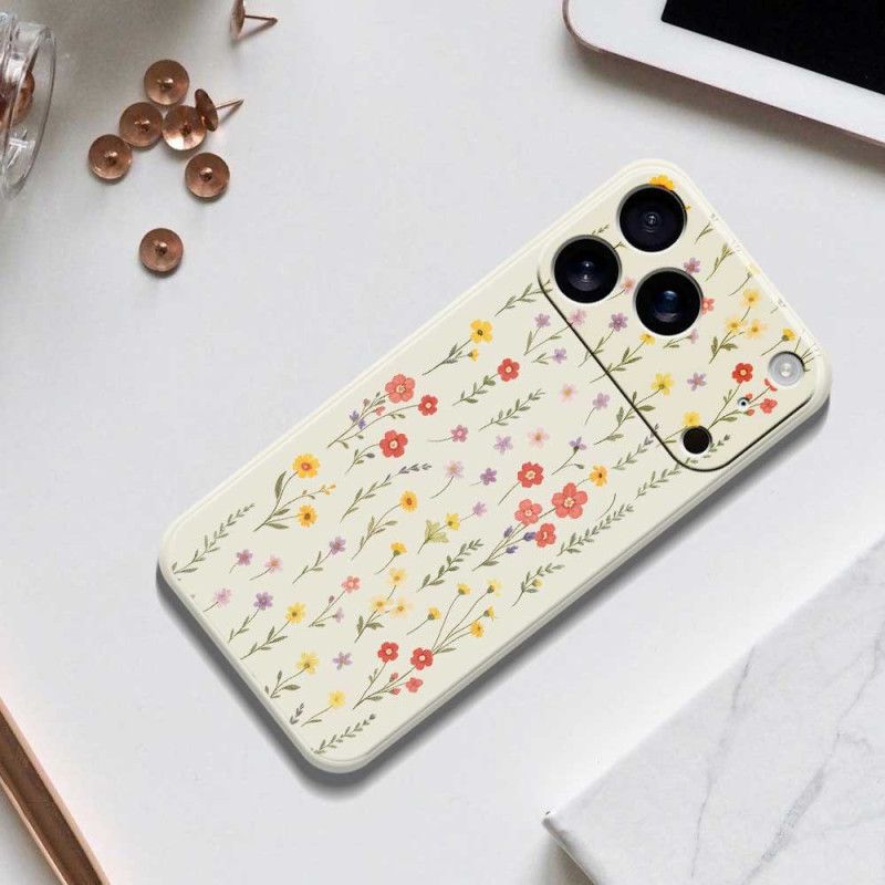 Coque iPhone 17 Pro Silicone Liquide Fleurettes