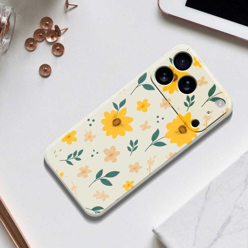 Coque iPhone 17 Pro Silicone Liquide Marguerites