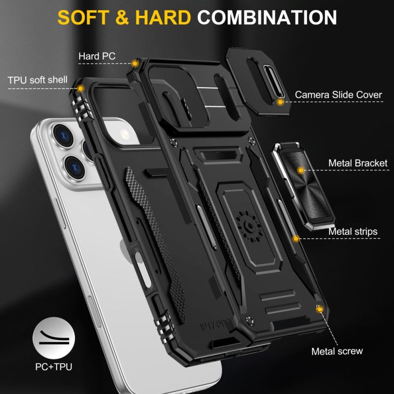 Coque iPhone 17 Pro Support et Protection d'Objectif Coulissante