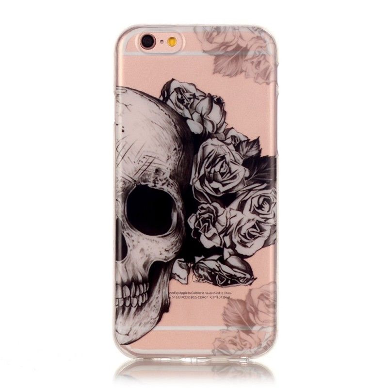 Coque iPhone 6/6s Transparente Tête De Mort Fleurie