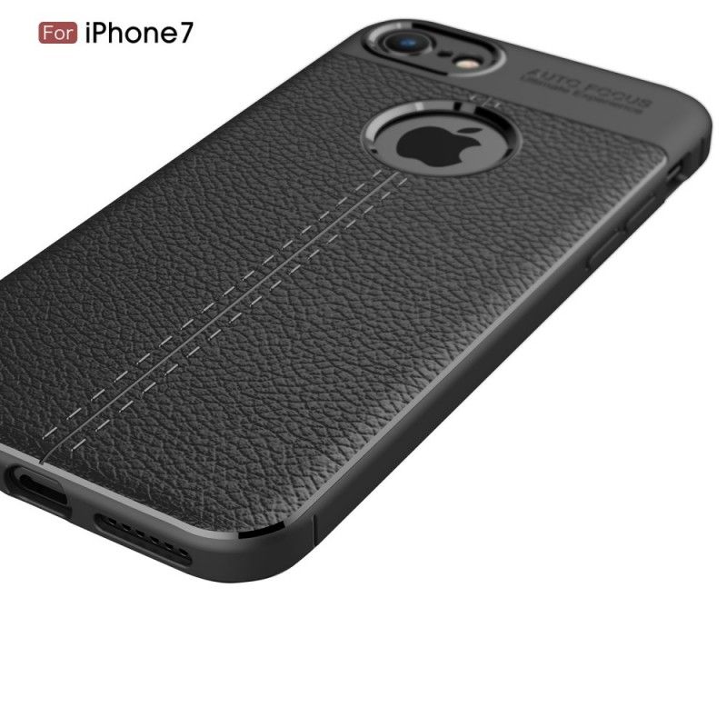 Coque iPhone 8 / 7 Effet Cuir Litchi Double Line