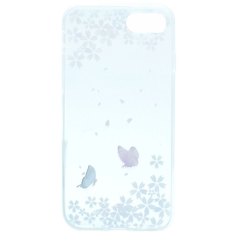 Coque iPhone 8 / 7 Transparente Papillons Et Fleurs