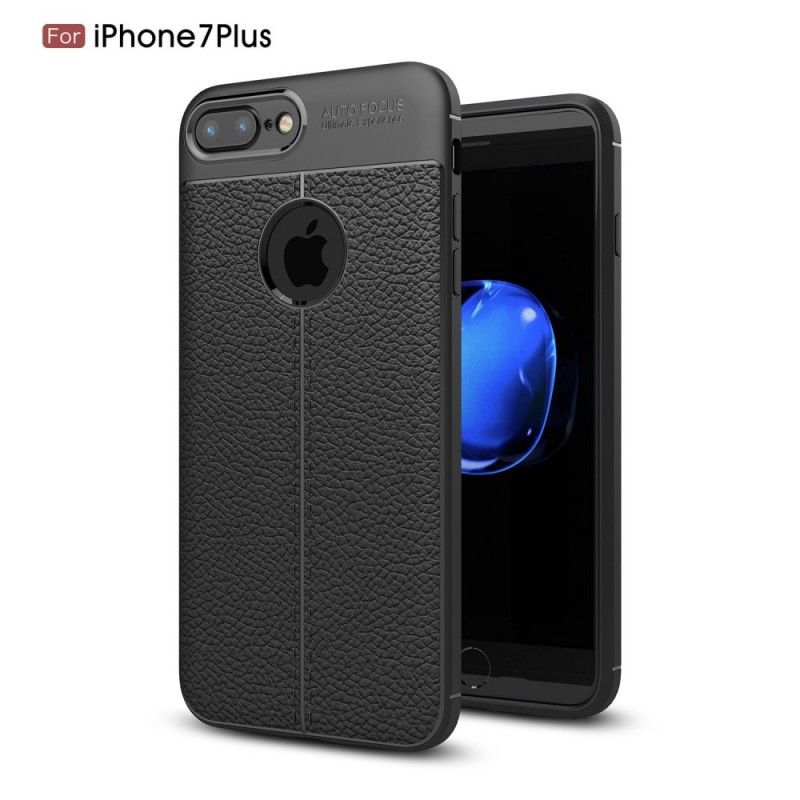 Coque iPhone 8 Plus / 7 Plus Effet Cuir Litchi Double Line