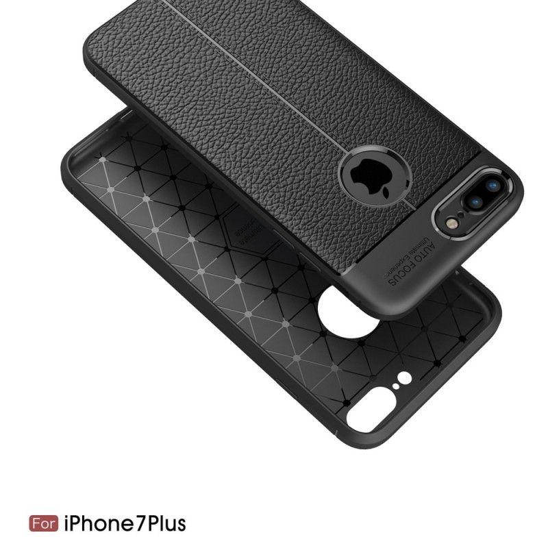 Coque iPhone 8 Plus / 7 Plus Effet Cuir Litchi Double Line