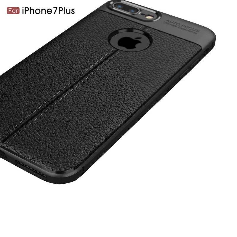 Coque iPhone 8 Plus / 7 Plus Effet Cuir Litchi Double Line