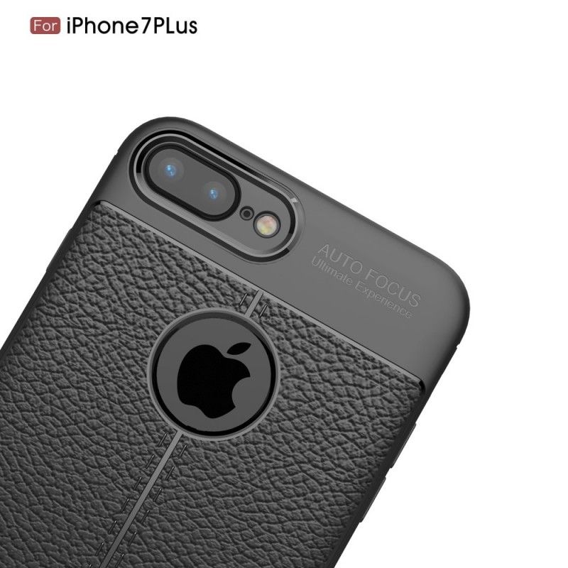 Coque iPhone 8 Plus / 7 Plus Effet Cuir Litchi Double Line