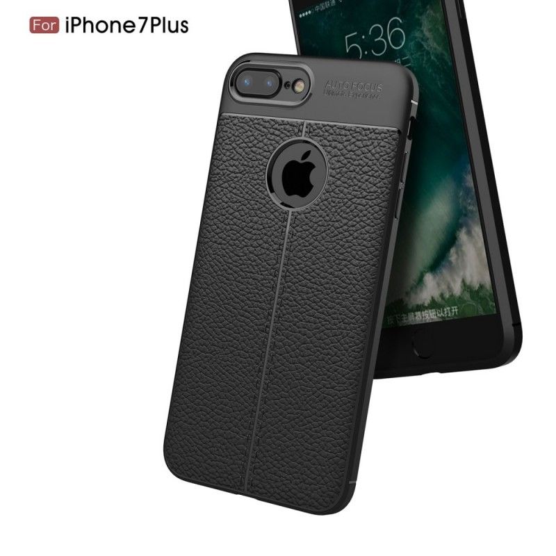 Coque iPhone 8 Plus / 7 Plus Effet Cuir Litchi Double Line