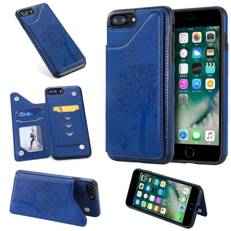 Coque iPhone 8 Plus / 7 Plus Porte-cartes Support Impression Chat