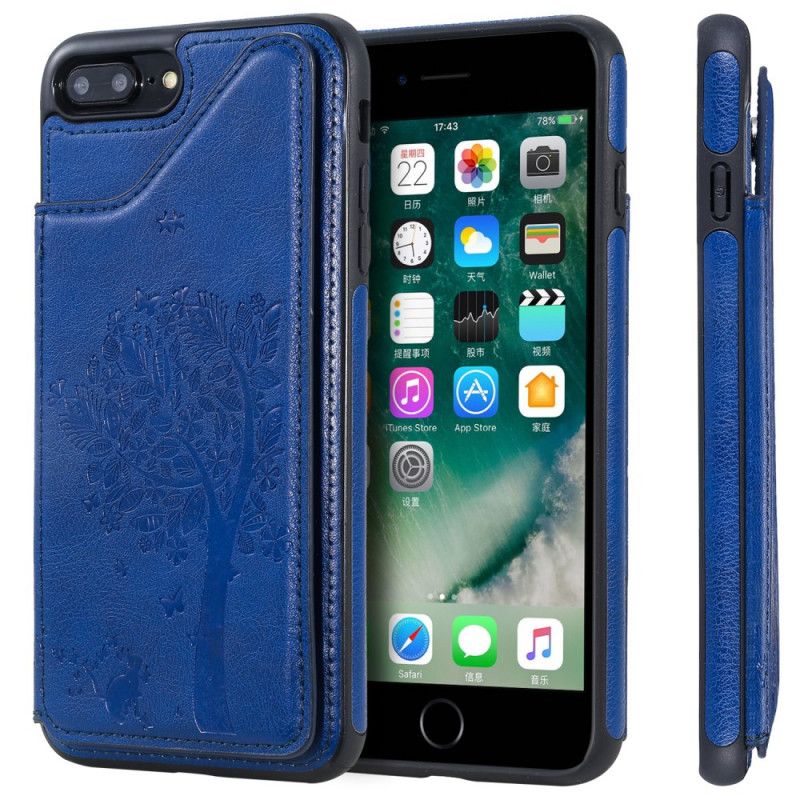 Coque iPhone 8 Plus / 7 Plus Porte-cartes Support Impression Chat