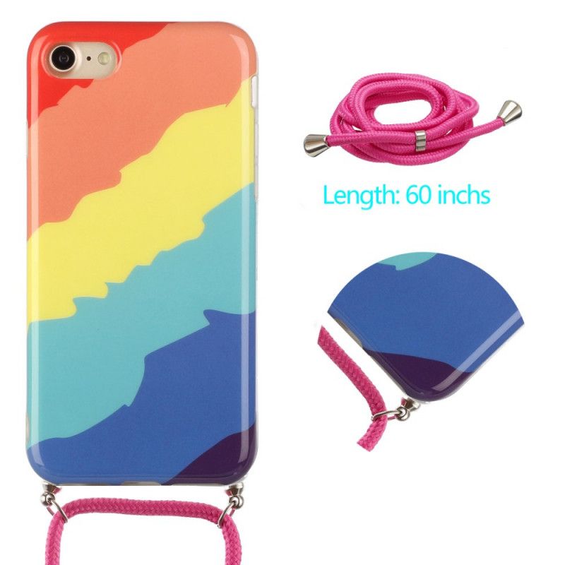 Coque iPhone Se 2 / 8 / 7 À Cordon Arc-en-ciel