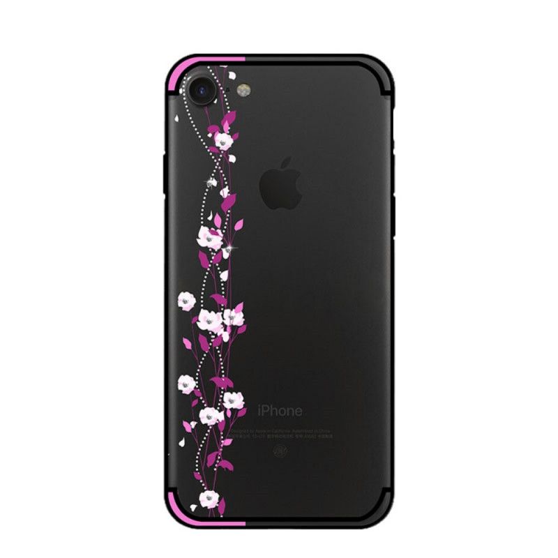 Coque iPhone Se 2 / 8 / 7 Fleurs Et Strass Nxe