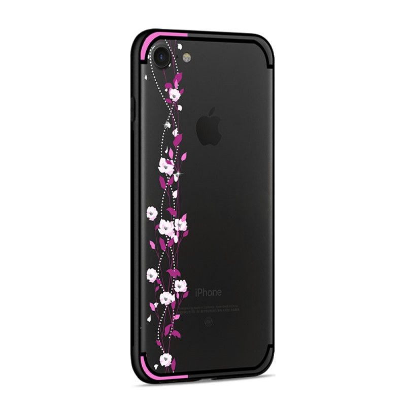 Coque iPhone Se 2 / 8 / 7 Fleurs Et Strass Nxe