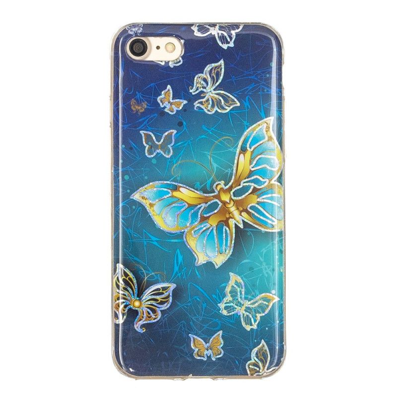 Coque iPhone Se 2 / 8 / 7 Papillons Design Paillettes