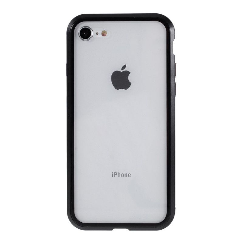 Coque iPhone Se 2 / 8 / 7 Rebords Métal Et Verre Trempé