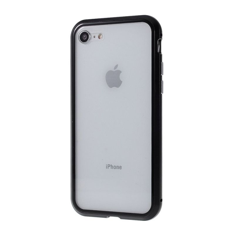 Coque iPhone Se 2 / 8 / 7 Rebords Métal Et Verre Trempé