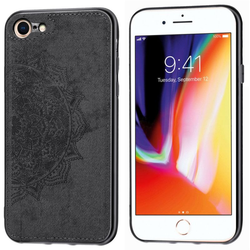 Coque iPhone Se 2 / 8 / 7 Texture Tissu Et Mandala