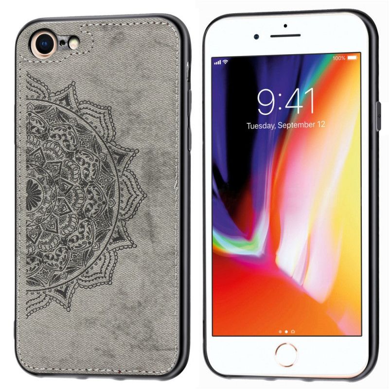 Coque iPhone Se 2 / 8 / 7 Texture Tissu Et Mandala