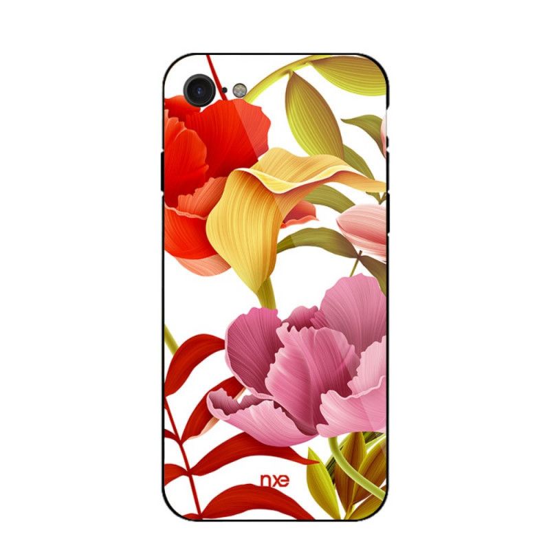 Coque iPhone Se 2 / 8 / 7 Verre Et Silicone Fleurs Nxe