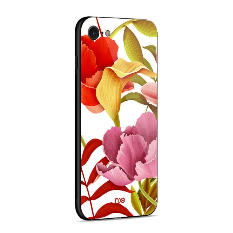 Coque iPhone Se 2 / 8 / 7 Verre Et Silicone Fleurs Nxe