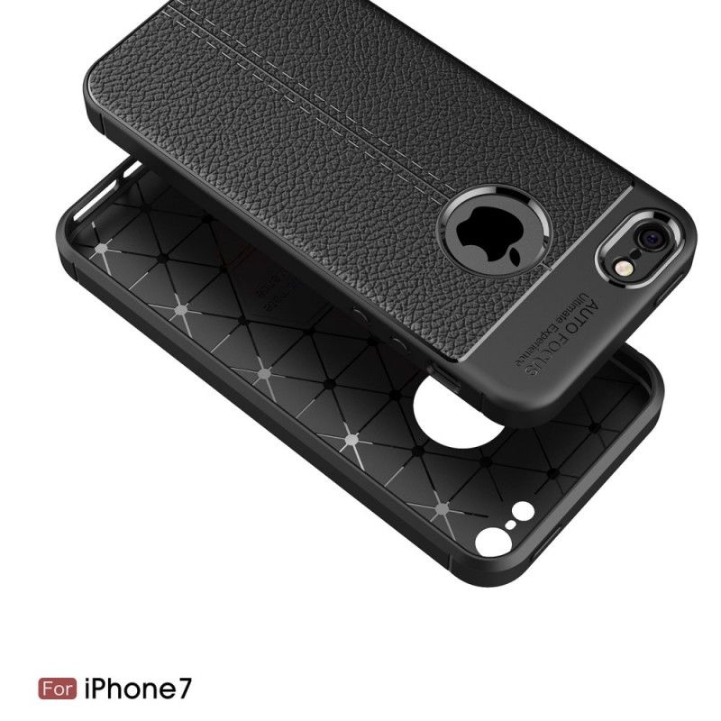 Coque iPhone Se/5/5s Effet Cuir Litchi Double Line