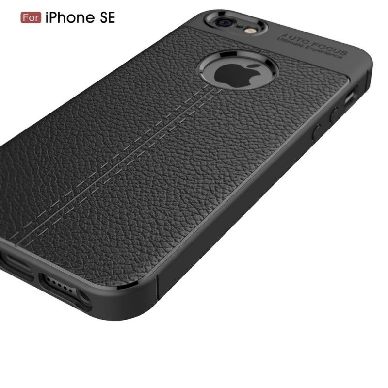 Coque iPhone Se/5/5s Effet Cuir Litchi Double Line