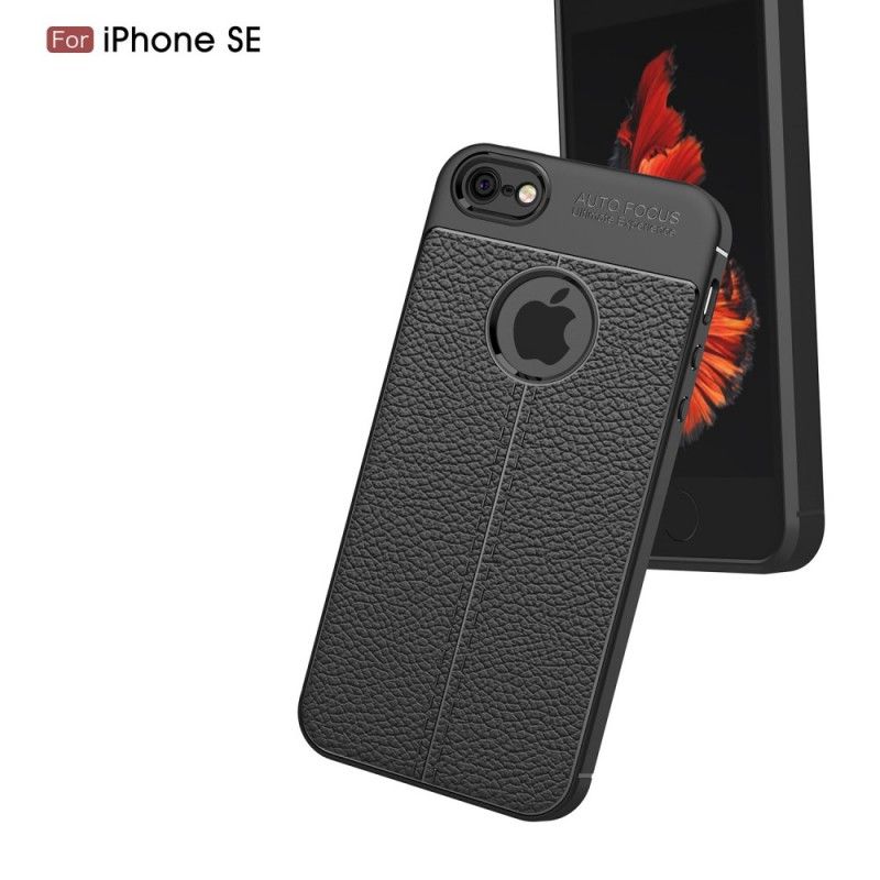 Coque iPhone Se/5/5s Effet Cuir Litchi Double Line