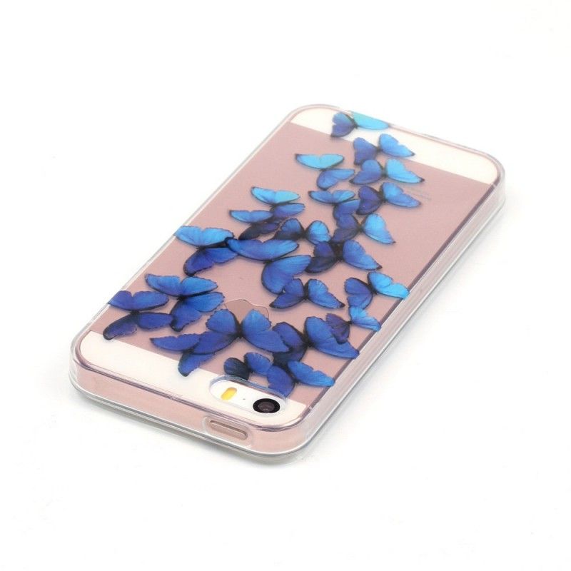 Coque iPhone Se/5/5s Transparente Vol De Papillons Bleus