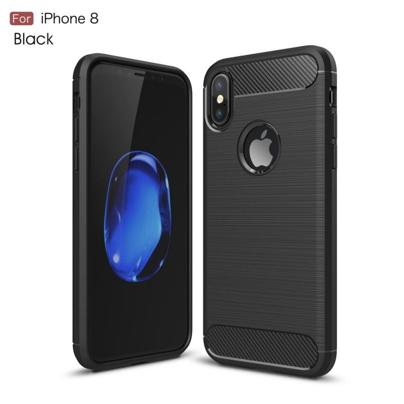 Coque iPhone X Fibre Carbone Brossée