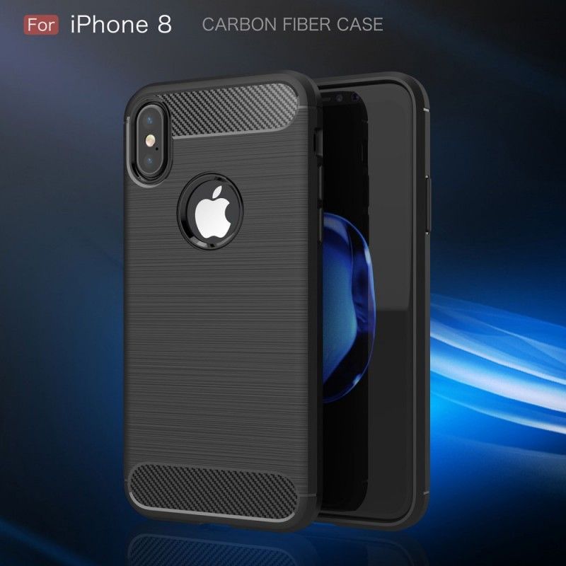 Coque iPhone X Fibre Carbone Brossée