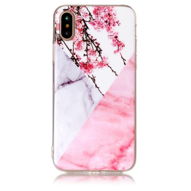 Coque iPhone X Marbrée Fleurs De Prunier